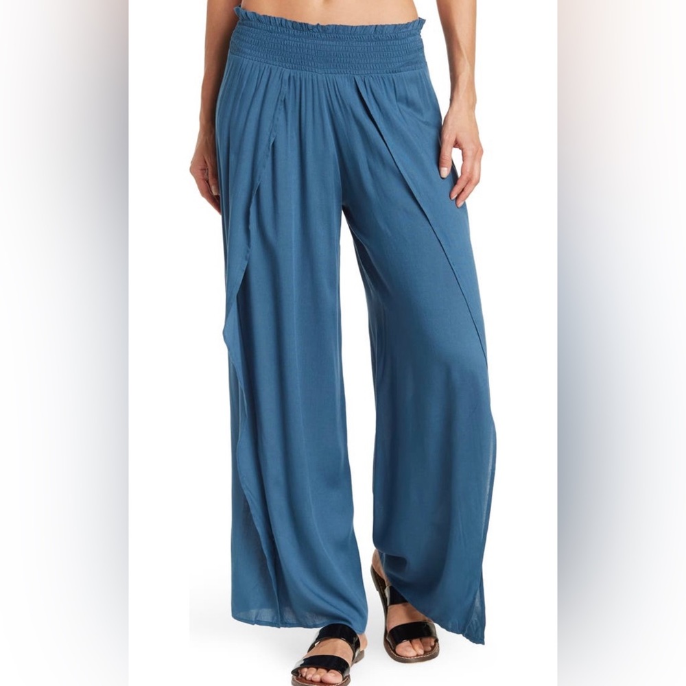Elan Popover Knit Cover-Up Pants in Blue